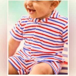 Janie And Jack Baby 3-6 Months Red White Blue Terry Cloth 2 Piece Set Shorts